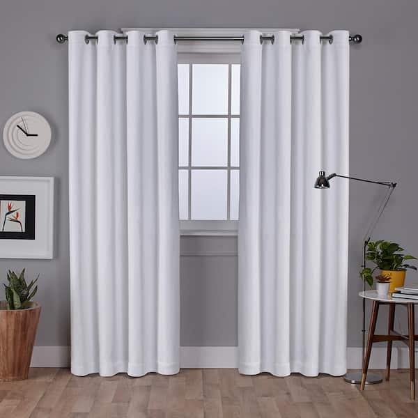 EXCLUSIVE HOME Vesta Winter White Solid Woven Room Darkening Grommet Top Curtain, 52 in. W x 96 in. L (Set of 2)