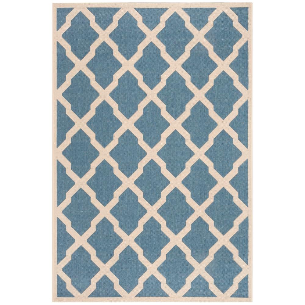 SAFAVIEH Beach House Blue/Creme 8 ft. x 10 ft. Trellis Geometric Indoor