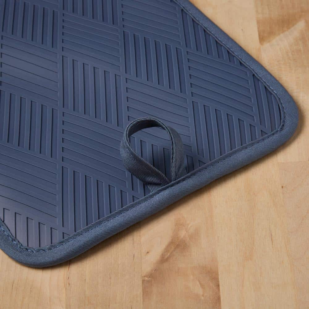 Blue Basketweave Soft Silicone Pot Holder Set