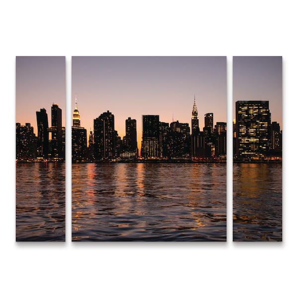 Trademark Fine Art Robert Michaud Nyc Dusk 1 3-Piece Panel Set Unframed Photography Wall Art 24 in. x 32 in.