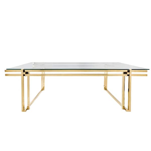 55 in. Gold Square Glass Contemporary Coffee Table