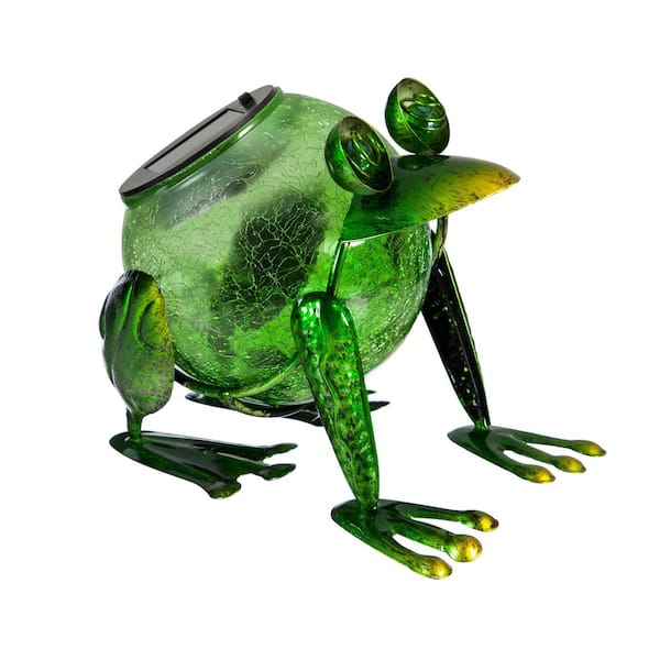 Metal Solar Frog Garden Statue