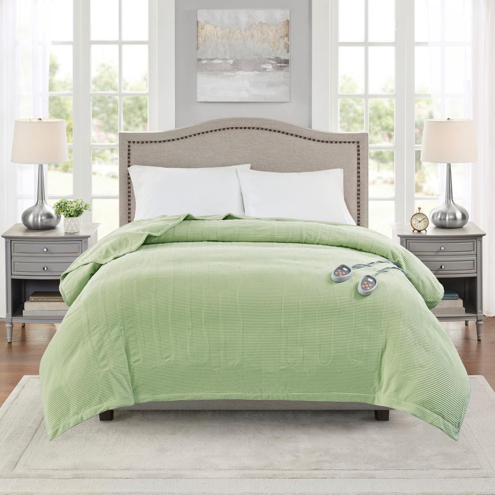 Full Green Micro Fleece Electric Heated Blanket