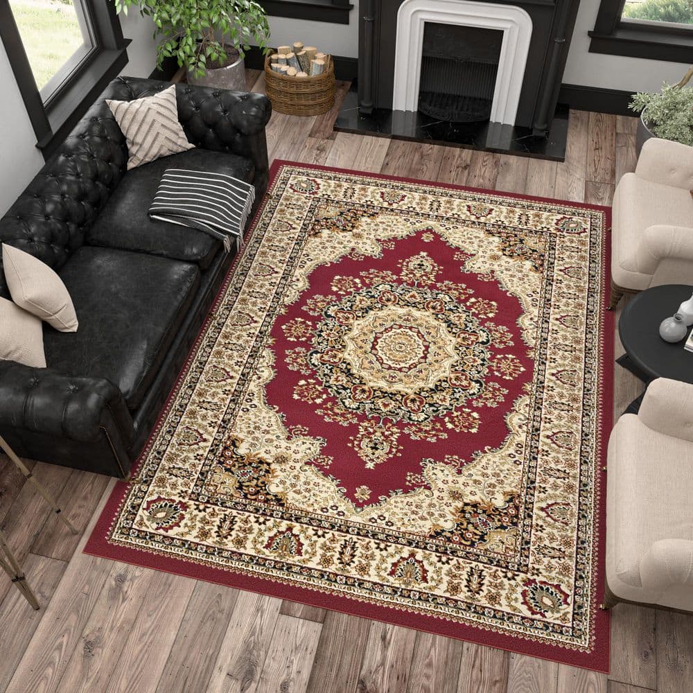 Sensation Red 9 ft. x 12 ft. Traditional Area Rug - thumbnail 7
