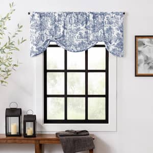 Victoria Park Toile 24 in. L Cotton Tie-Up Valance in Blue