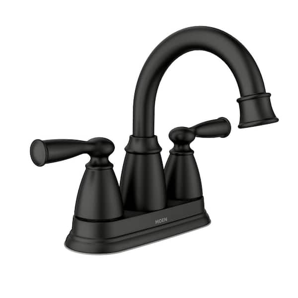 Banbury 4 in. Centerset Double Handle High-Arc Bathroom Faucet in Matte Black