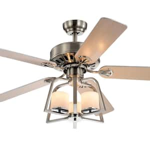 Edreyan 52 in. 2-Light Indoor Chrome Remote Controlled Ceiling Fan with Light Kit
