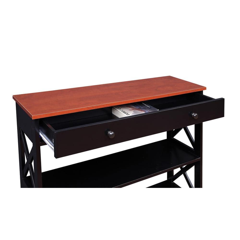 Oxford Cherry & Black Wood Console Table with Storage