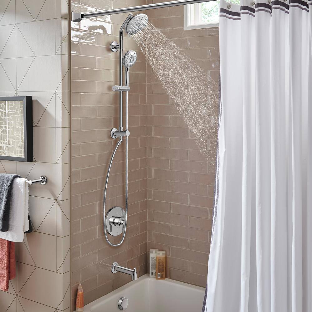 Polished Chrome Adjustable Dual Shower System with Handheld and Rain Heads