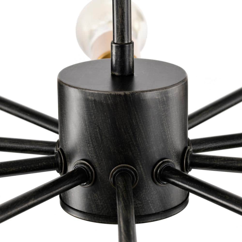 Antique Black and Gold 10-Light Sputnik Chandelier