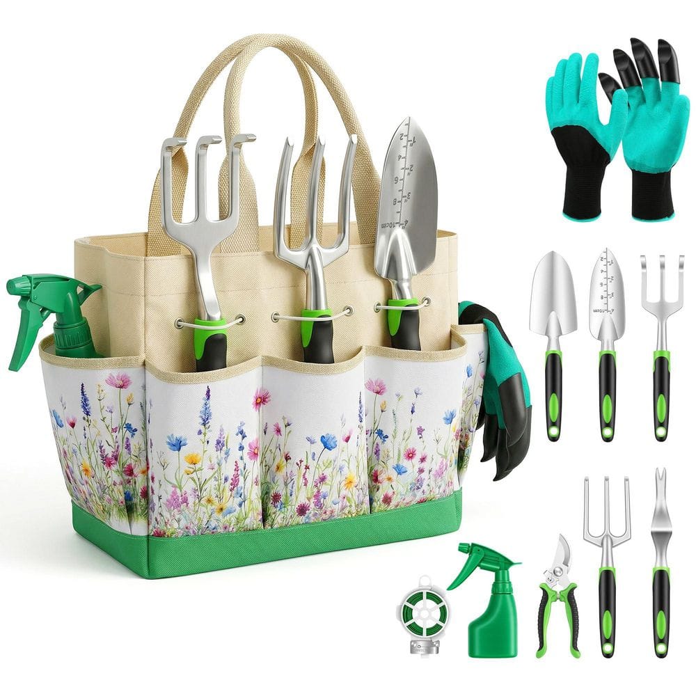 Misopily 10-Piece Garden Tool Set Heavy Duty Stainless Steel with
