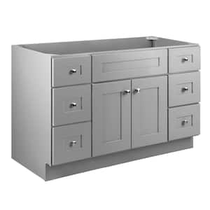 Brookings RTA Plywood 48 in. W x 21 in. D x 31.5 in. H 2-Door 6-Drawer Shaker Bath Vanity Cabinet without Top in Gray