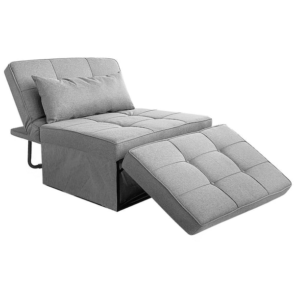 Unbranded 74 in. W Dark Gray 4-in-1 Linen Multi Function Folding Ottoman Sleeper Sofa Bed
