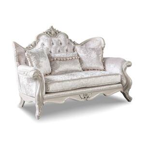 Raya 70.5 in. Off White Floral Fabric 2-Seater Loveseat With Wingback