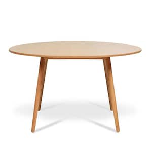 Scandi 54 in. 6-Seater Round Natural Light Brown Rubberwood Dining Table