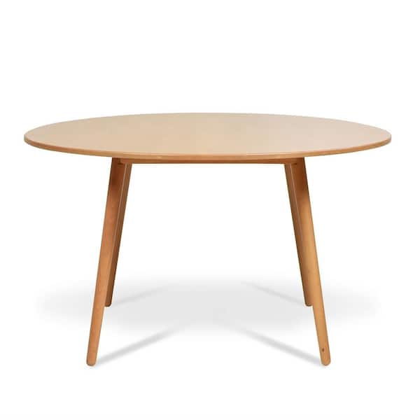 Jennifer Taylor Scandi 54 in. 6-Seater Round Natural Light Brown Rubberwood Dining Table