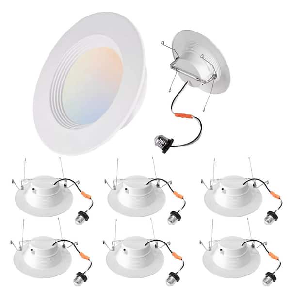 6 in. Integrated LED Recessed Retrofit Light Trim with Selectable Color Temperature (6-Pack)