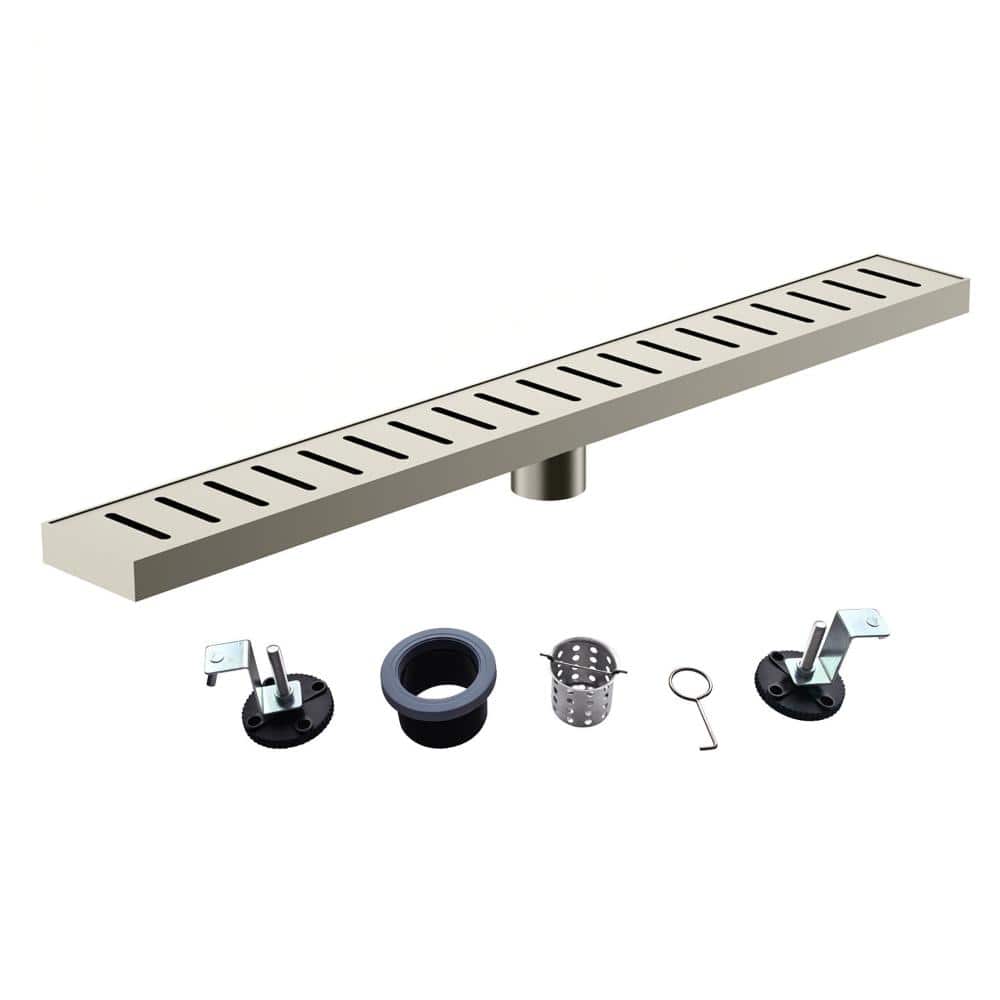 24 in. Linear Shower Drain with Removable Drian Grate, Stainless Floor Bathroom Drain with Hair Strainer Brushed Nickel price history on PriceWatchPro