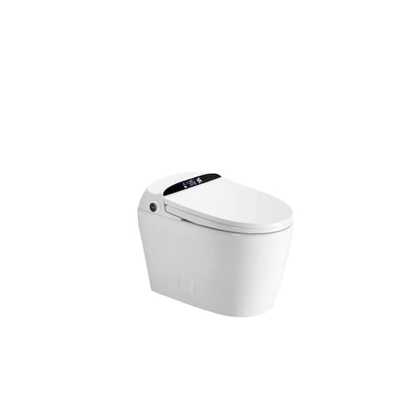 Elongated Bidet Toilet with Built-in Water Tank 1.1 GPF in White with Adjustable Sprayer Settings, Deodorizing