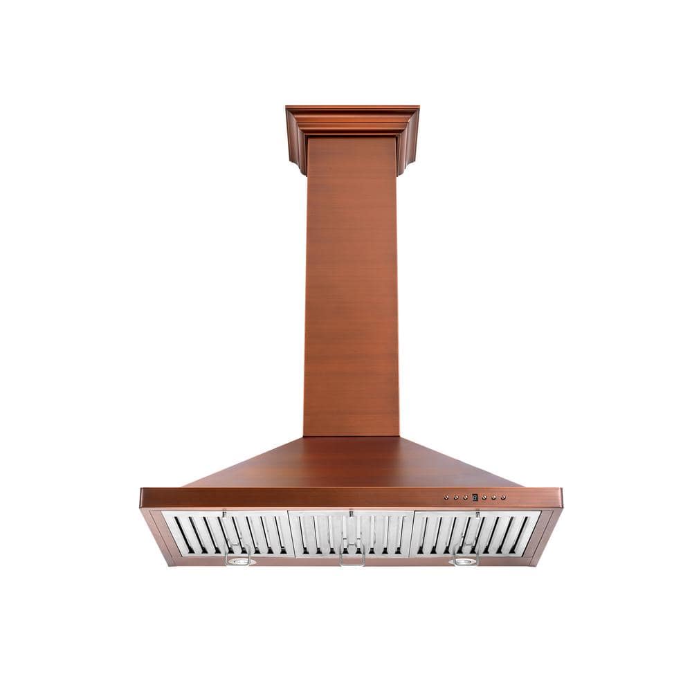 30 in. 400 CFM Convertible Vent Wall Mount Range Hood in Copper