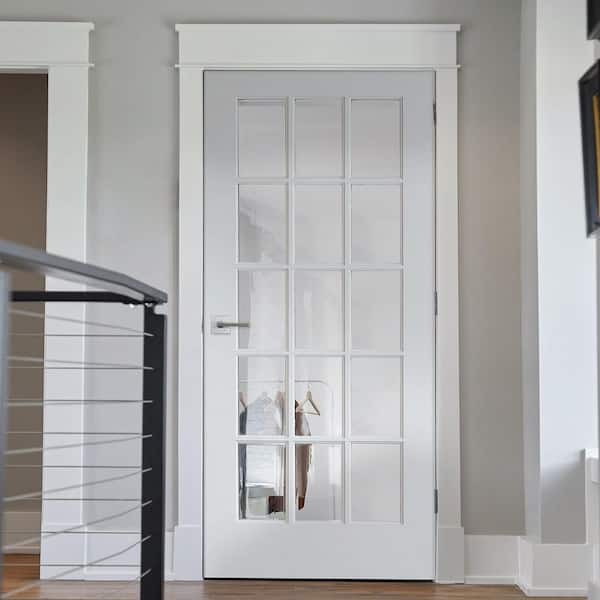 MMI DOOR 30 in. x 80 in. Right Handed Primed Composite Clear Glass