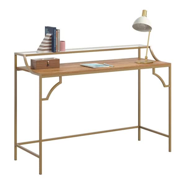 Inspectie inhoud armoede SAUDER International Lux 48.74 in. Sindoori Mango Writing Desk with Glass  Shelf and Metal Frame 431300 - The Home Depot