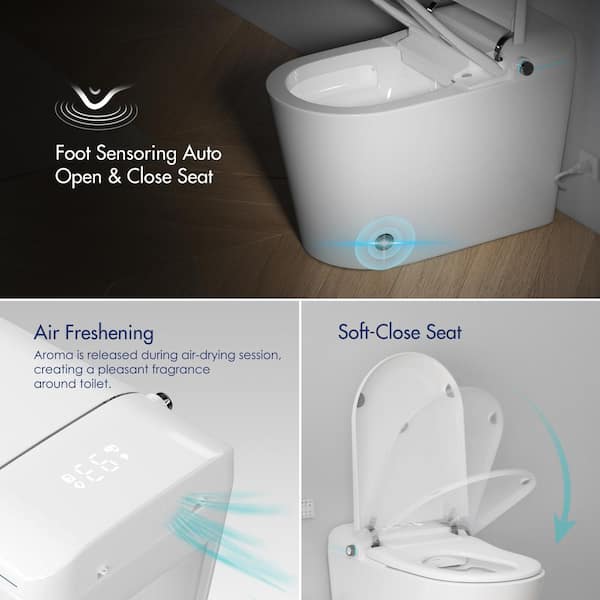 1-Piece Elongated Bidet Toilet 1.28 GPF in White with Bidet/Rear Wash, Heated Seat, Auto Open/Close and Remote Control