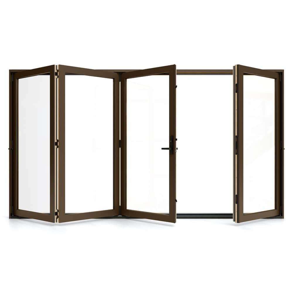 W5500 124 in. x 80 in. Dark Chocolate Right Hand/Outswing Aluminum Clad Wood 4-Panel Prehung Folding Patio Door price history on PriceWatchPro