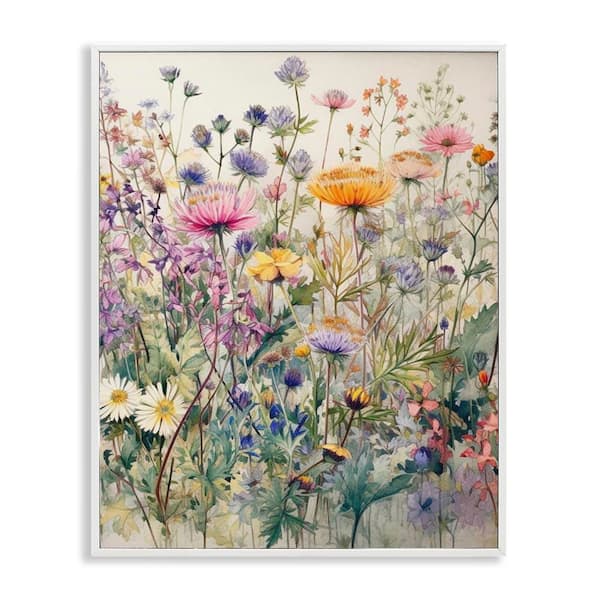 Mixed Wild Flowers by Ryley Gray White Framed Giclee Art Print Nature 16 in. x 20 in.