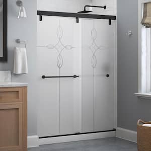 Mod 60 in. x 71-1/2 in. Soft-Close Frameless Sliding Shower Door in Matte Black with 1/4 in. Tempered Tranquility Glass