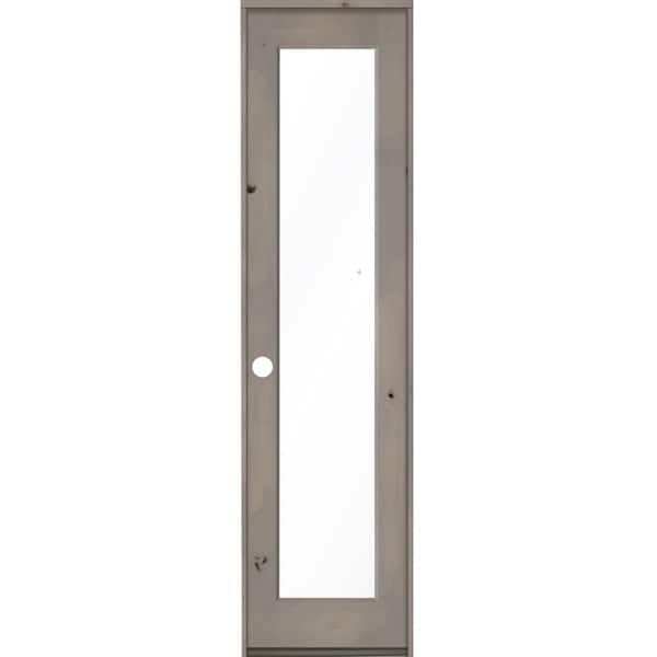 Krosswood Doors 24 in. x 96 in. Rustic Knotty Alder Right-Hand Full-Lite Clear Glass Grey Stain Solid Wood Single Prehung Interior Door