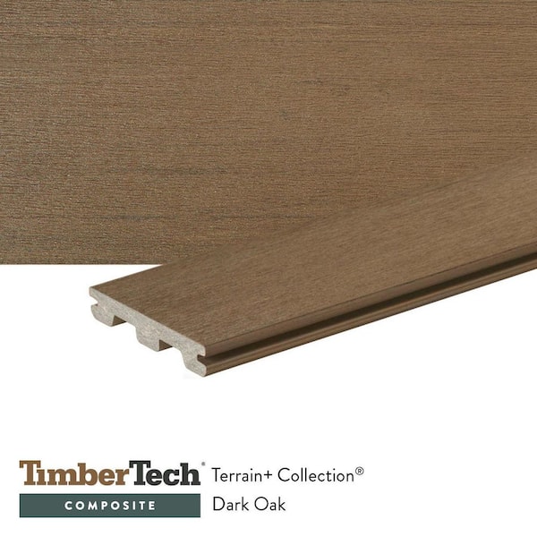 Composite Terrain+ 5/4 in. x 6 in. x 16 ft. Grooved Dark Oak Composite Deck Board (Actual:. 94 in. x 5.36 in. x 16 ft.