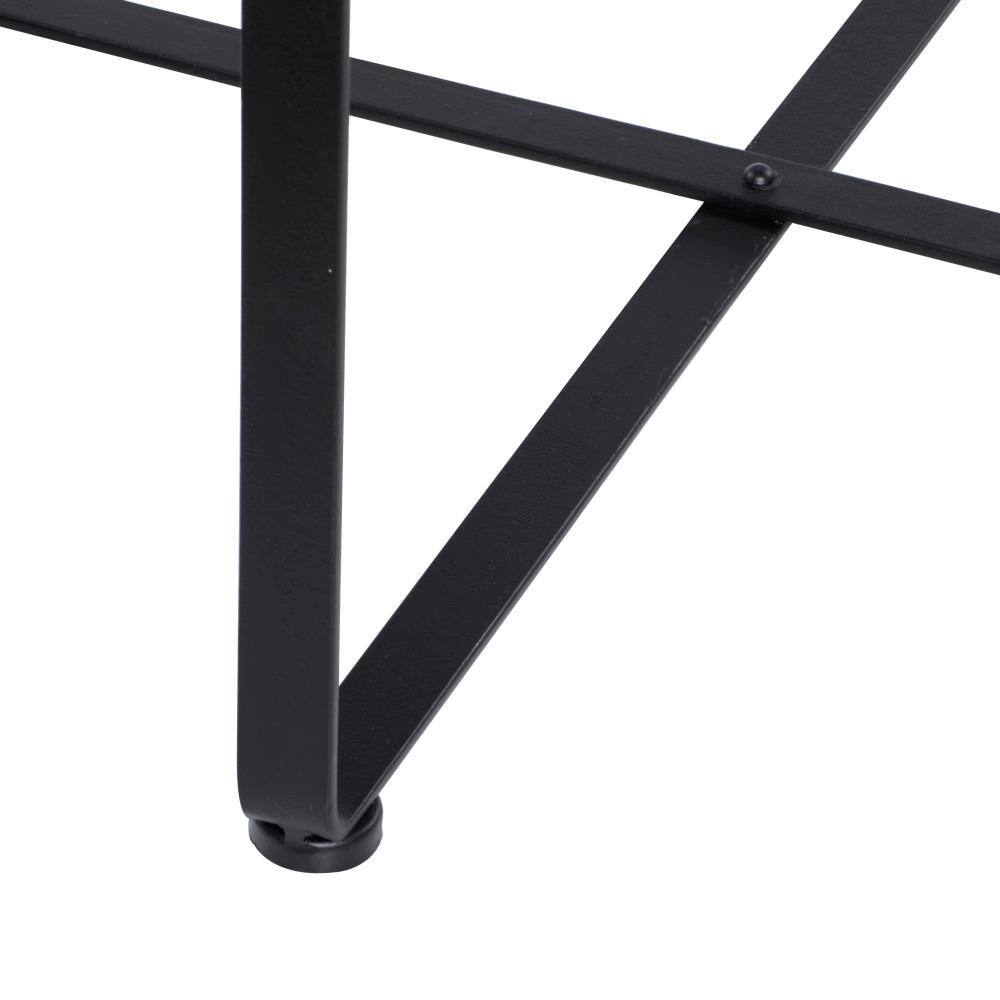 Black Round Metal and Glass Clock Accent Table