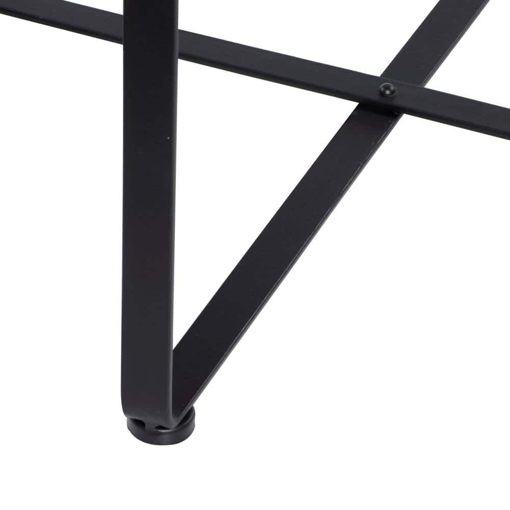 Black Round Metal and Glass Clock Accent Table