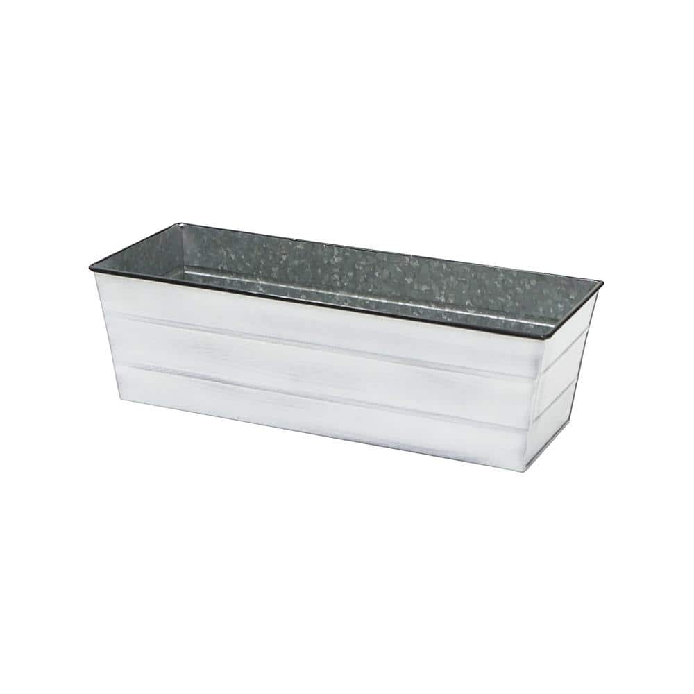Medium Cape Cod White Galvanized Steel Flower Box Planter