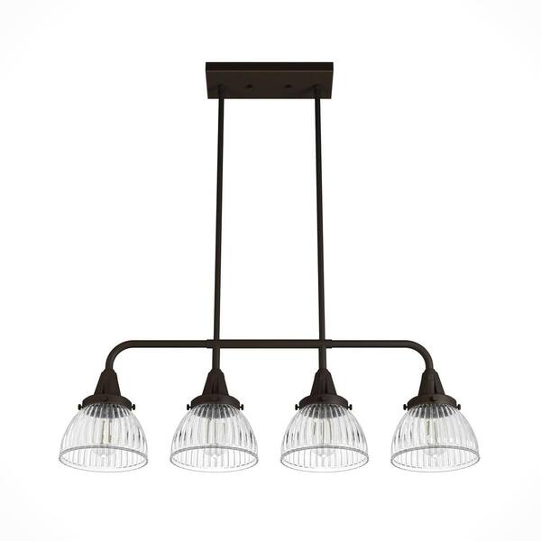 Hunter Cypress Grove 4-Light Matte Copper Transitional Led Crystal Chandelier