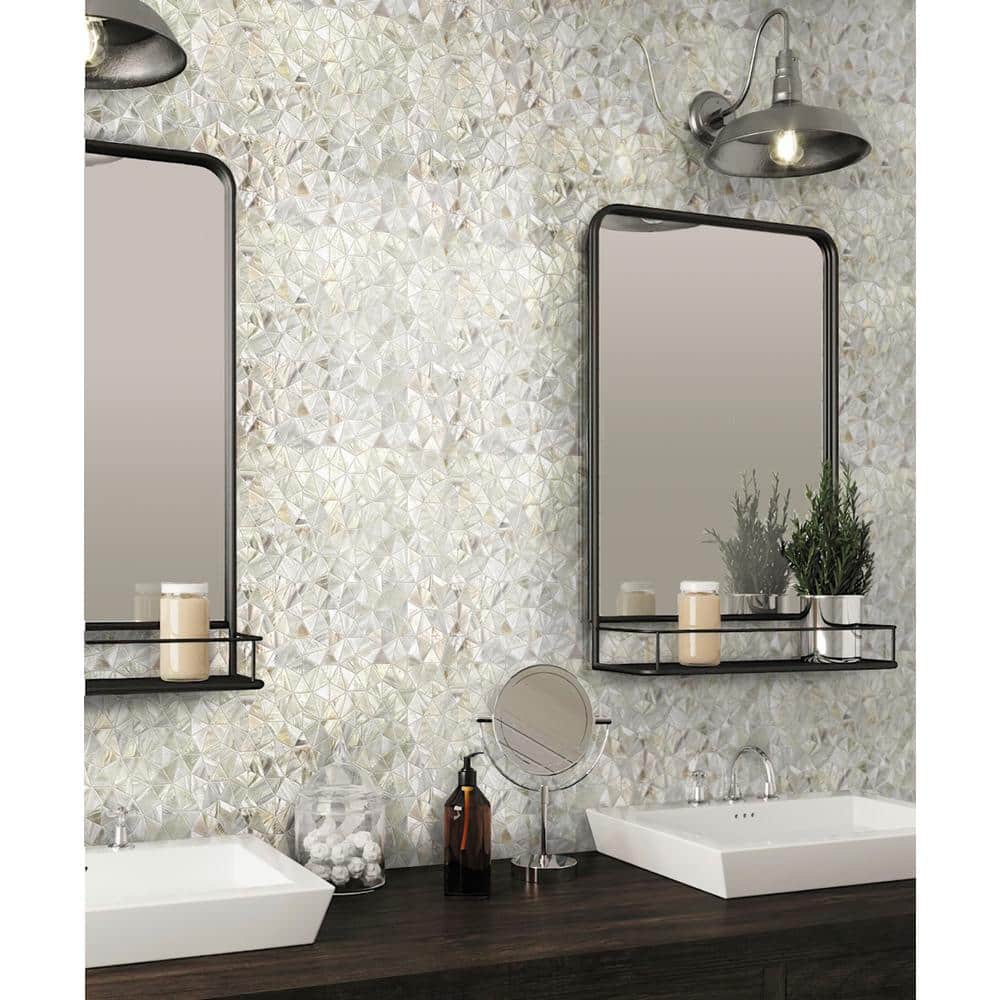 White Iridescent Polished Shell Mosaic Tile 12x12