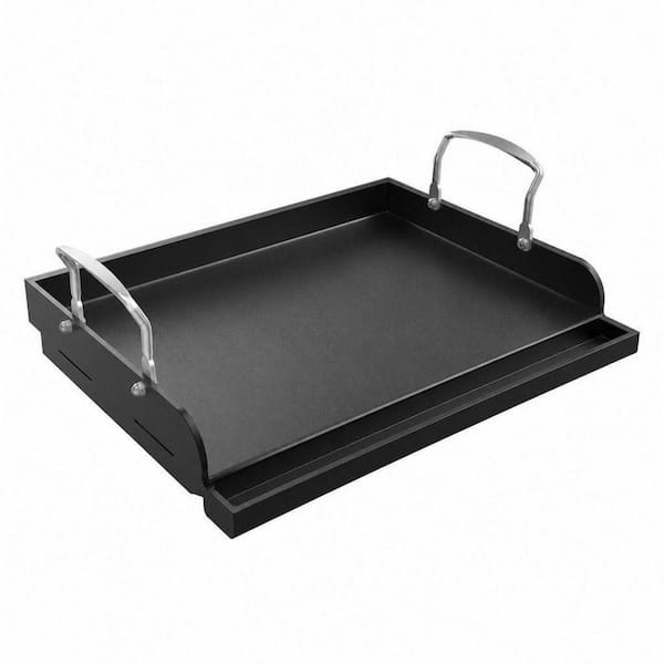 17 in. x 13 in. Nonstick Coating Cooking Skillet Pan, Flat Top Cast Iron Griddle Insert for Outdoor Gas Grill