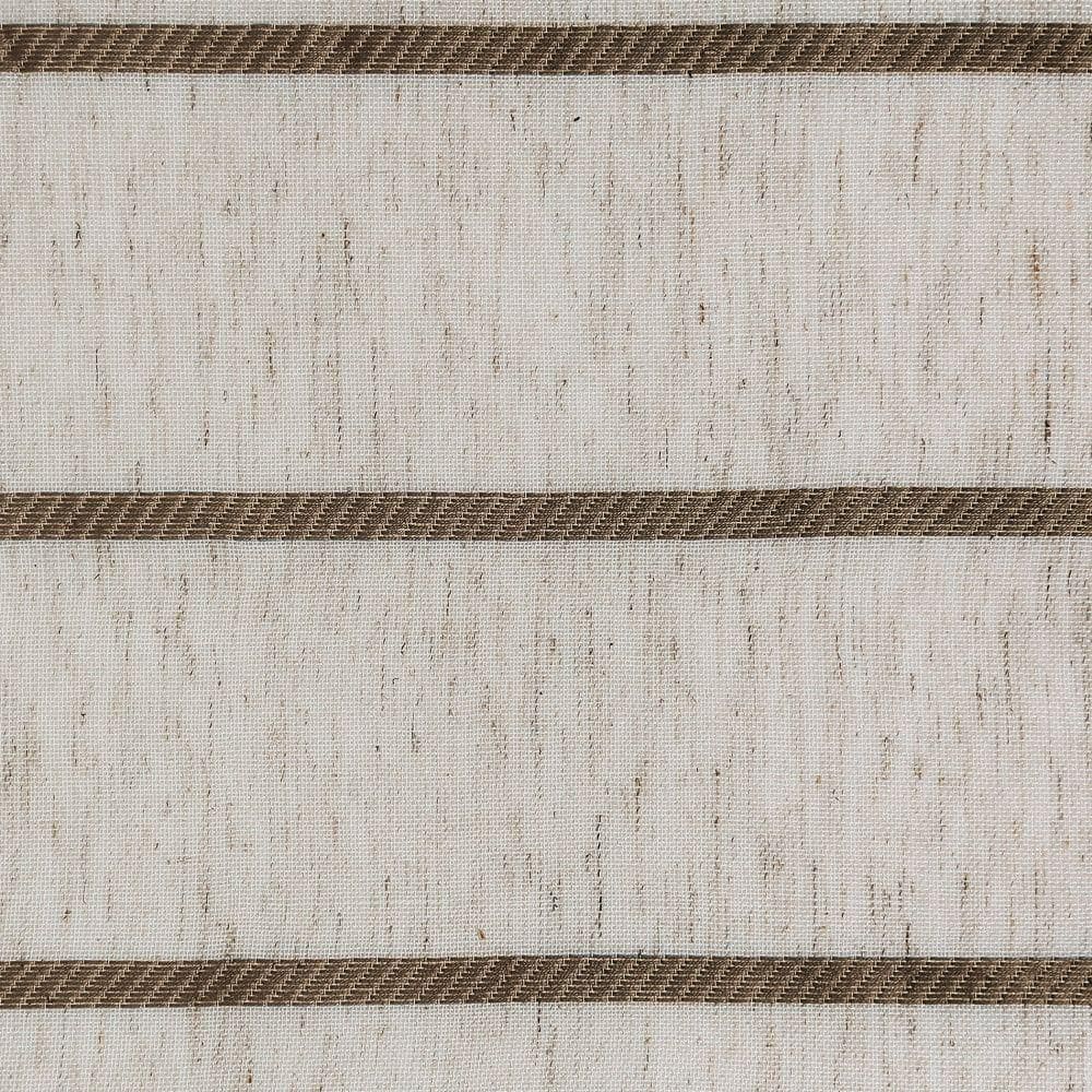 Mocha Linen Striped Sheer Cafe Kitchen Curtains, 52" x 36"