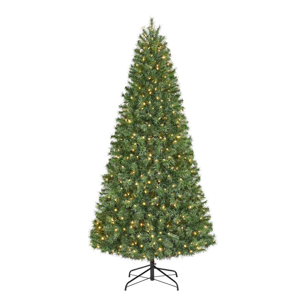 Home Accents Holiday 7 5 Ft Festive Pine Pre Lit Led Artificial Christmas Tree With 500 Color Changing Mini Lights 21wl10161 The Home Depot