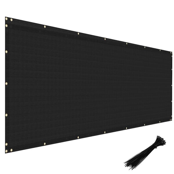 4 ft. x 25 ft. Heavy Duty Fence Screen Fabric Shade Cloth with Brass Grommtes for Garden Yard, Black