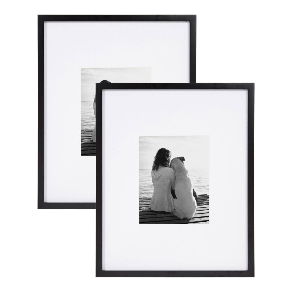 DesignOvation Gallery 16x20 matted to 8x10 Black Picture Frame Set of 2 ...