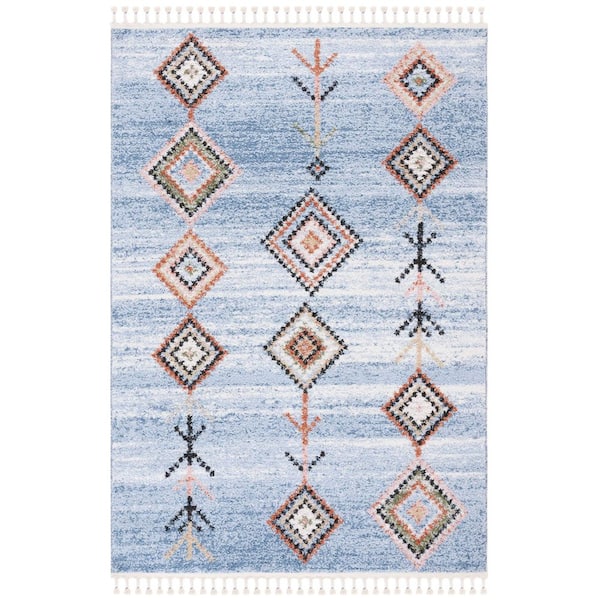 SAFAVIEH Chapel 9 ft. x 12 ft. Blue/Beige Diamond Running Striped Area ...