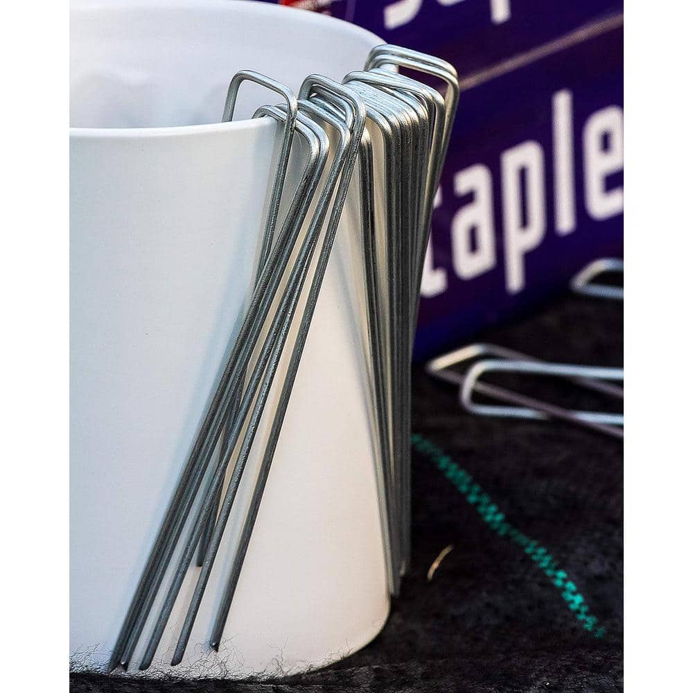 Heavy Duty Silver Galvanized Landscape Staples, 500 Count