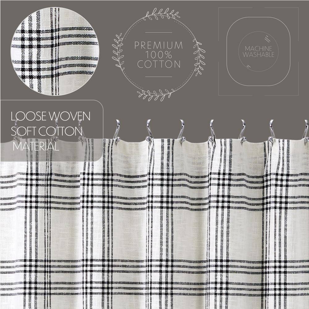 Black and White Plaid Cotton Shower Curtain 72x72