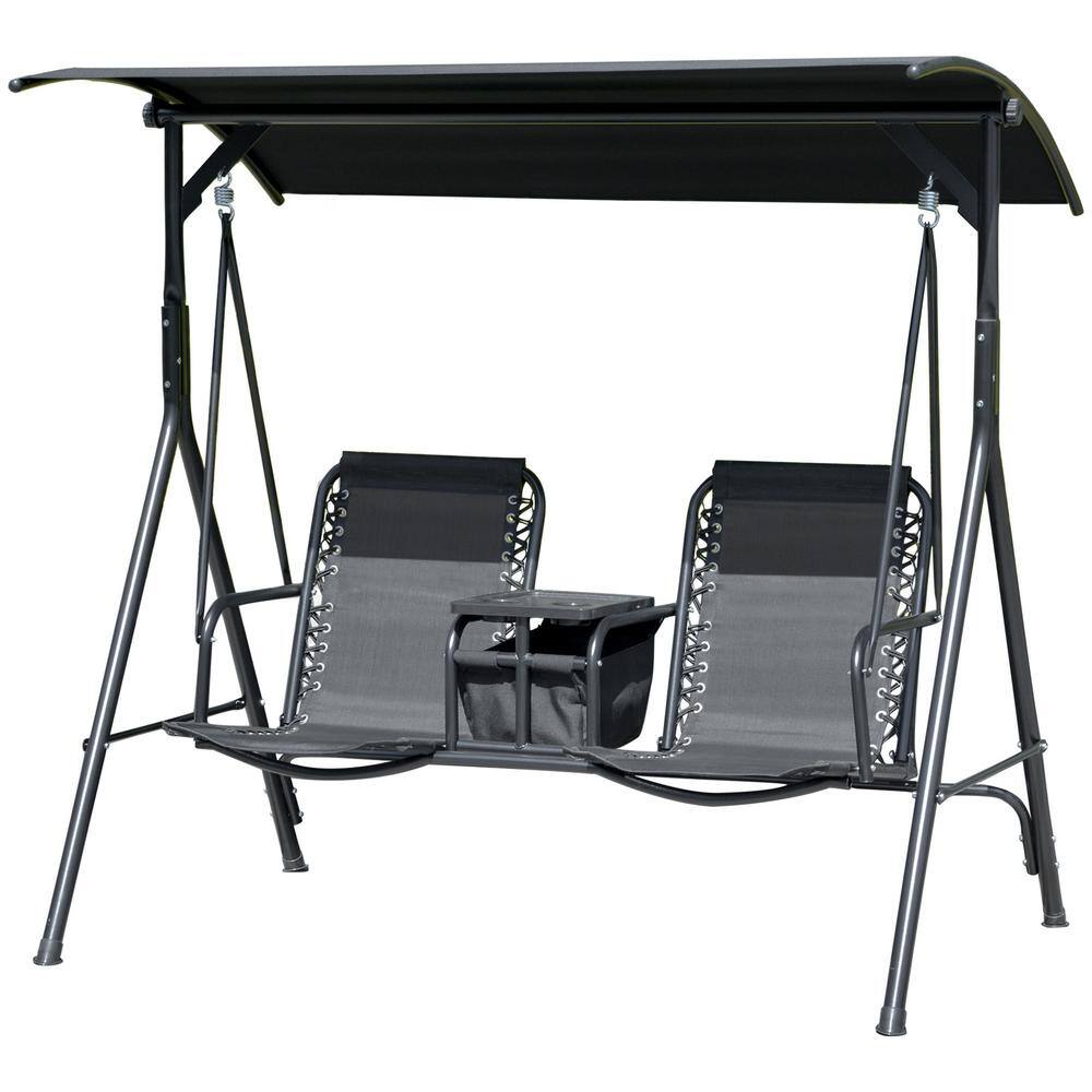 69.25 in. Seats 2-People Metal Patio Swing Chair, Outdoor Canopy Swing Glid