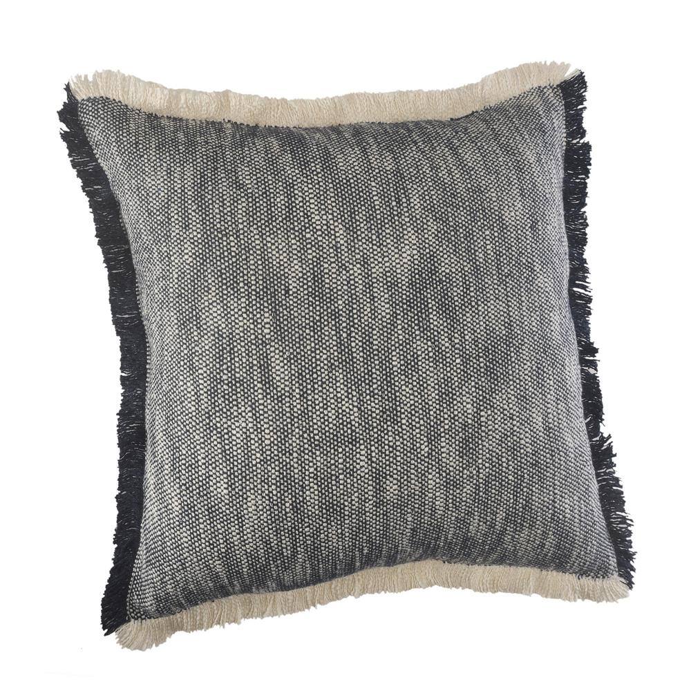 Insignia Blue Cotton Fringed Square Throw Pillows, Set of 2