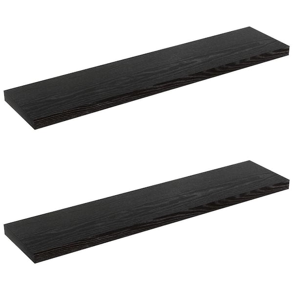 Unbranded 48 in. W x 9.3 in. D Black Floating Shelves Invisible Bracket Decorative Wall Shelf Set of 2