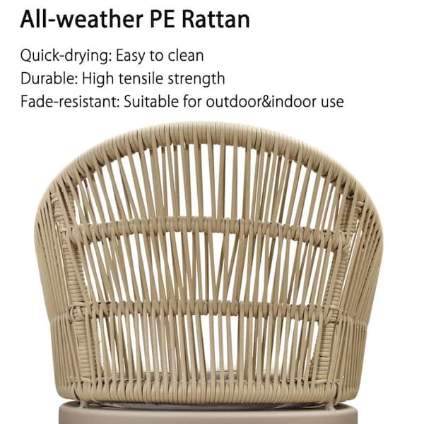 9 Piece Aluminum All-Weather PE Rattan Square Outdoor Dining Set with Cushion, Champagne