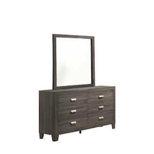 Anastasia Grey 6 Drawer Dresser with Mirror 72.5 in. H x 16.5 in. W x 58 in. D